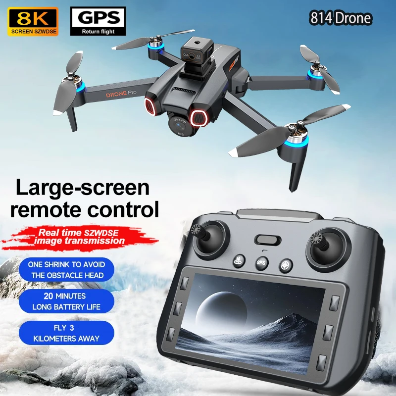 

2025 New S814 Max Drone 8K Professional 5G GPS HD Dual Camera Photography 3KM Brushless Foldable Large Screen RC Quadcopter Toys