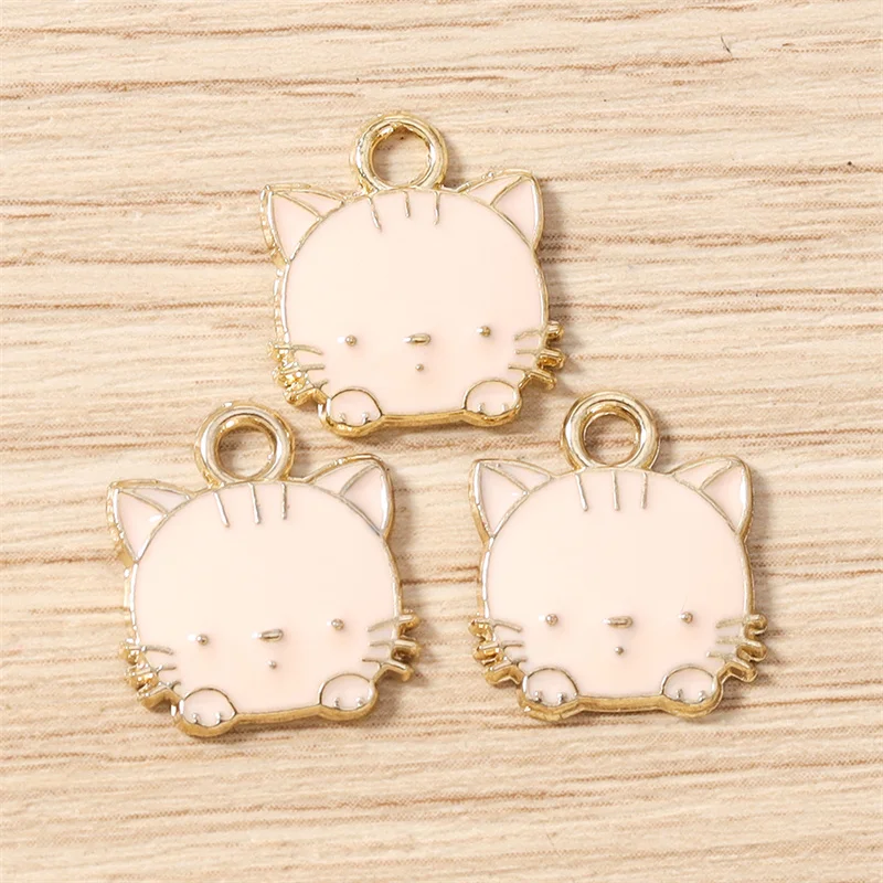 Tusember 20 Stück 14*15mm Niedliche Katzen-Anhänger Emaille Tier-Katzen-Charms für Ohrringe, Armbänder, Halsketten, Anhänger, Schmuckherstellung – Detail 7