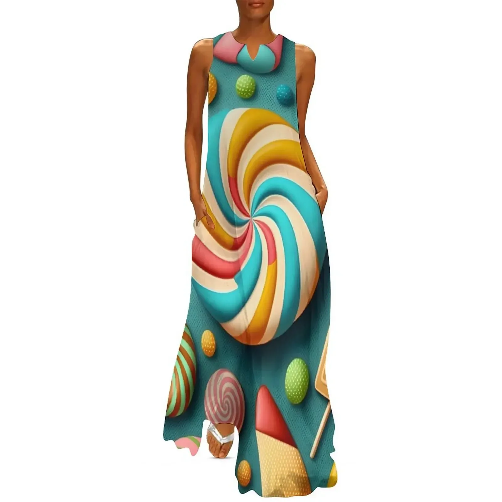 

Candies pattern Long Dress evening dress women party dresses woman Prom gown Party dresses for women Dress