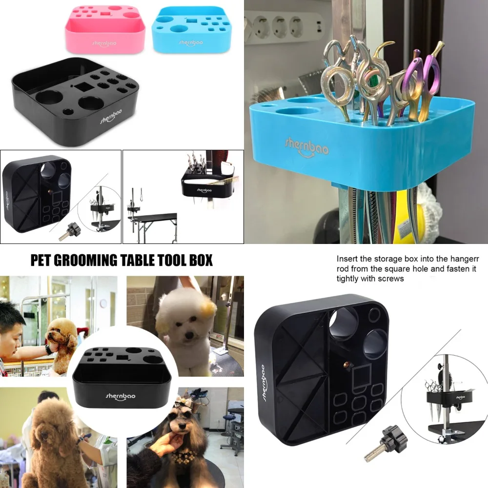 

Durable Plastic Organizer Box for Dog and Cat Supplies with Table Scissors and Comb - Includes Brushes and Boxes for Pet Groomin
