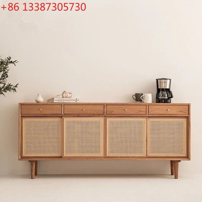 

Буфет из японского ротанга, чайный шкаф из массива дерева в скандинавском стиле, шкаф для хранения, современный и простой
