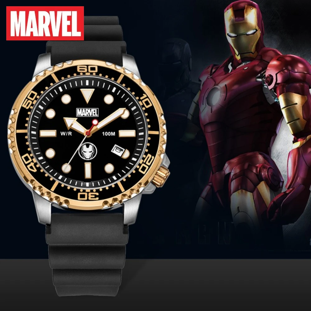 

Marvel Official Sports Luminous Iron Man Watches Business Silicon Belt Quartz Clock Relogio Masculino Disney Gift With Box