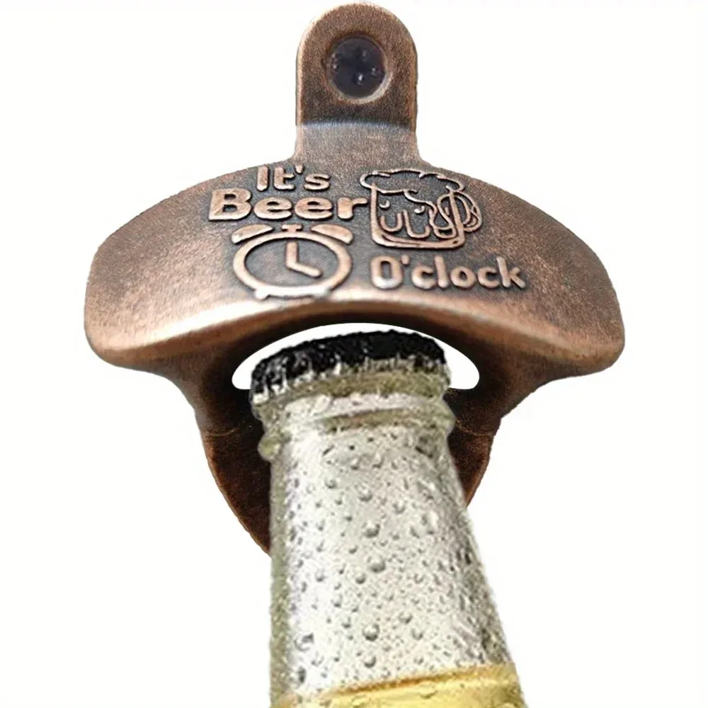 1pc It\'s Beer\'O Clock Bottle Opener Wall Mounted with Screws Vintage Retro Beer Opener BBQ DIY Tools Bar Decor Kitchen Gadgets