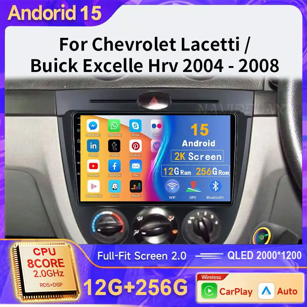 Radio Android 15 para Chevrolet Lacetti J200, Buick Excelle Hrv, Daewoo Gentra 2, reproductor Multimedia estéreo para coche, Carplay Auto