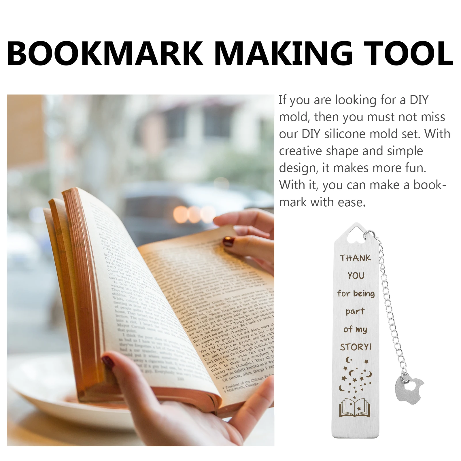 Creative Bookmarks Stainless Steel Lightweight Compact Funny Metal Bookmark for Kids Women Students Teachers Family Gift