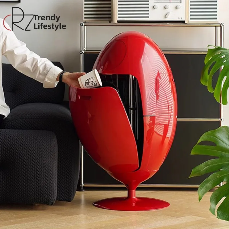 

Скандинавская круглая вращающаяся емкость для мусора в форме яйца динозавра, экологичная, для домашнего использования, для сортировки отходов, бытовая.