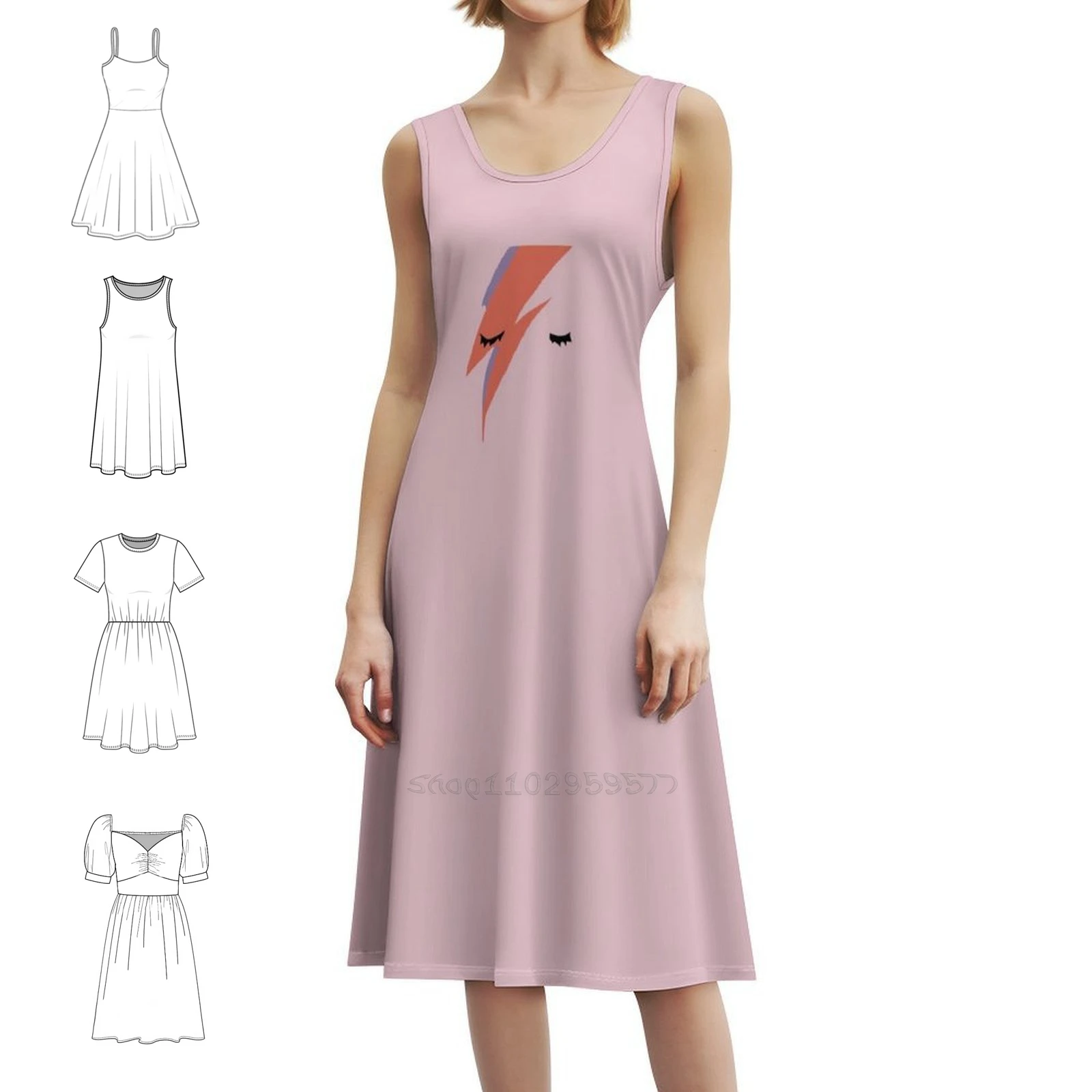 Aladdin Sane Ray Eye Querida Decote Vestido Elegante Vestido de Festa de Verão Para As Mulheres Aladdin Sane Ray Vestido Feminino