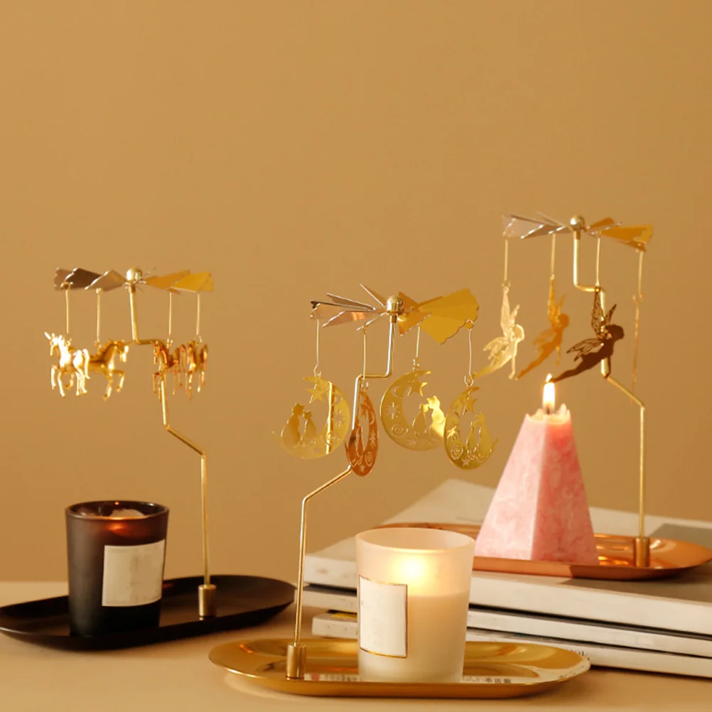 

Christmas Spinner Candlesticks Tabletop Decoration Taper Decorative Bracket Tea Lights Multipurpose Holder Golden