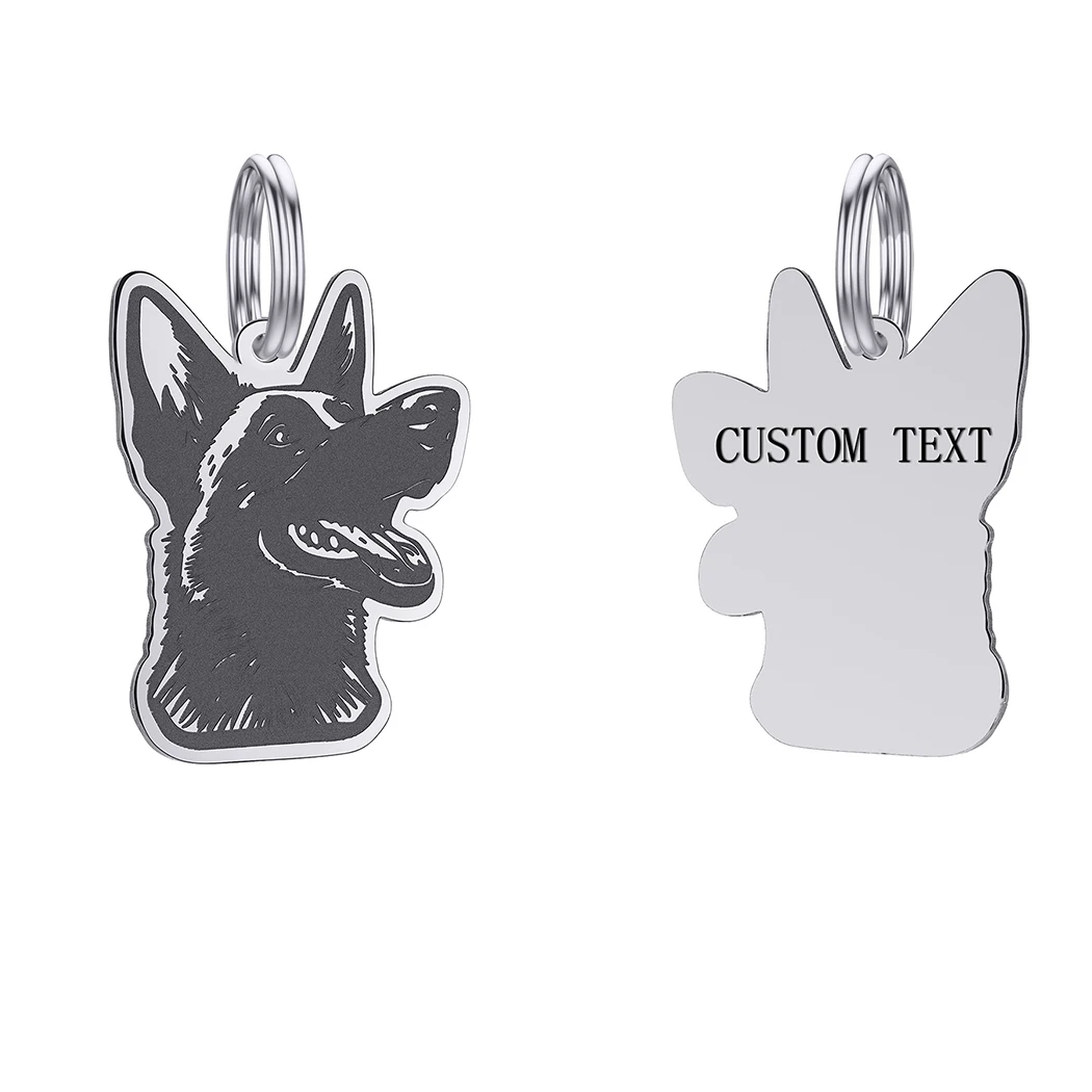 Stainless Steel Belgian Malinois ID Tag Name Phone Collar Custom Engraved Keychains