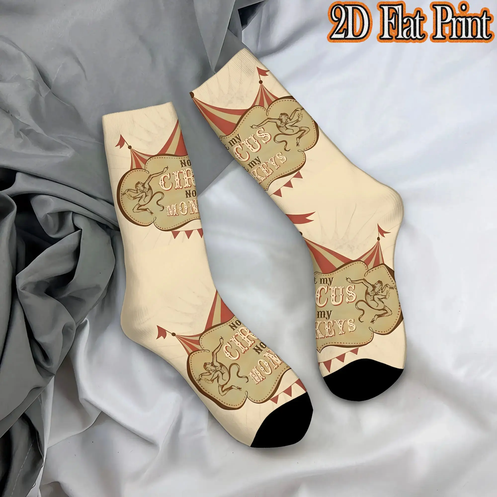 Not My Circus Not My Monkeys Pop Culture Funny Men's Circus Theme Mid Tube Socks Unisex Suitable Crew Sock Cycling socks