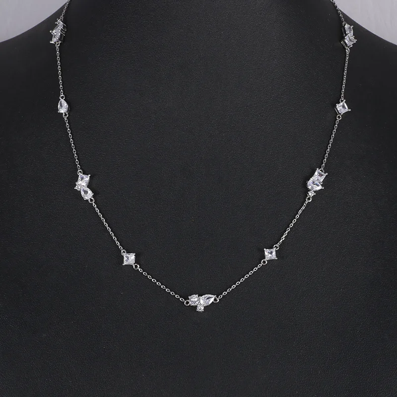 

Jewelry 1:1 42+8cm Crystal Water Drop Pendant Necklace For Women Best Gift to Wife Mom Girlfriend Fashion Jewelry