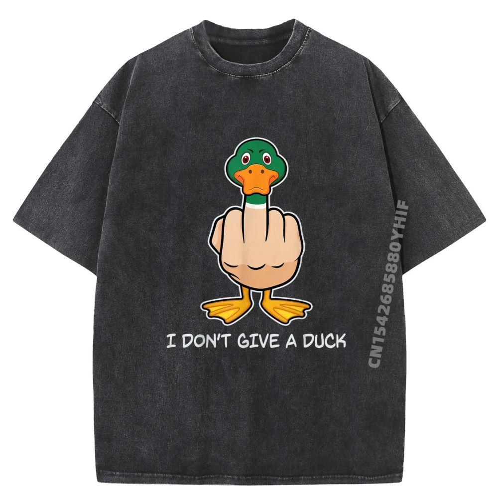 

I Don T Give A Duck Middle Finger Offensive Rude Duck Брендовая футболка Мужская белая футболка Мужская забавная стираная футболка