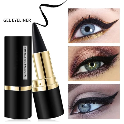 Imagen 2 del producto 1/2 Uds delineadores de ojos de secado rápido antiincrustantes delineadores de ojos negros Gel sombra de ojos impermeable para maquillaje de ojos diario de larga duración