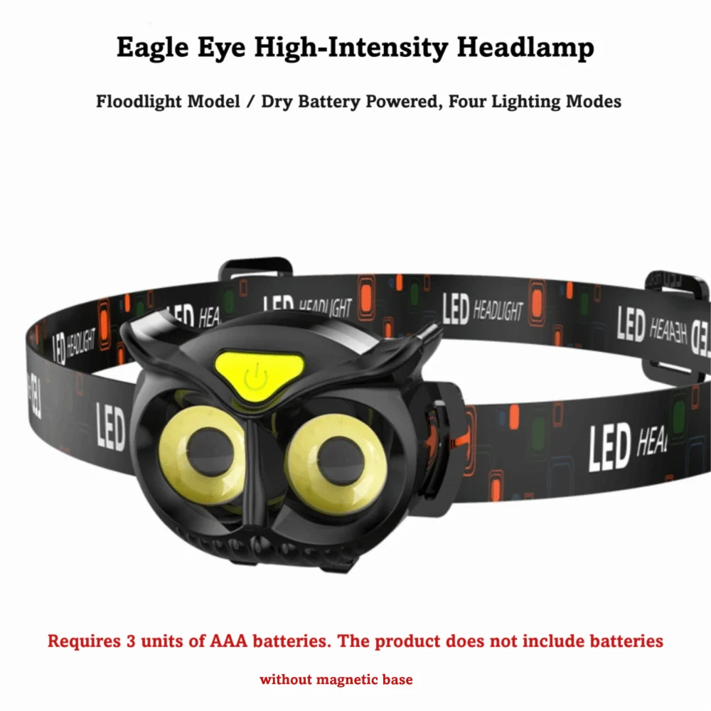 Portable Owl Headlamp Type-C Rechargeable Rotating Light Rechargeable Headlight Magnetic Base Mini Size Head Wearing Lamp