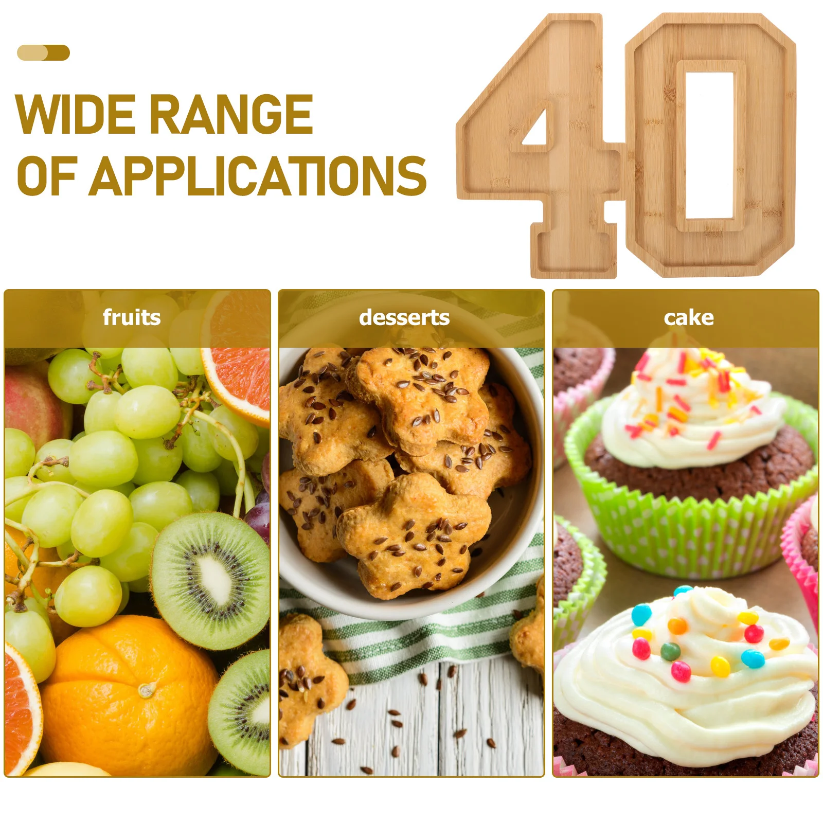 

1Set Number 40 Charcuterie Board Wooden Serving Trays Multi-Function Dessert Tray Graduation Birthday Celebration