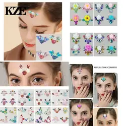 Pegatina de tatuaje de cristal 3D, pegatinas de Ojos de taladro, pegatinas faciales de fiesta, decoración de cara, máscaras de diamantes, joyas de tatuaje temporales