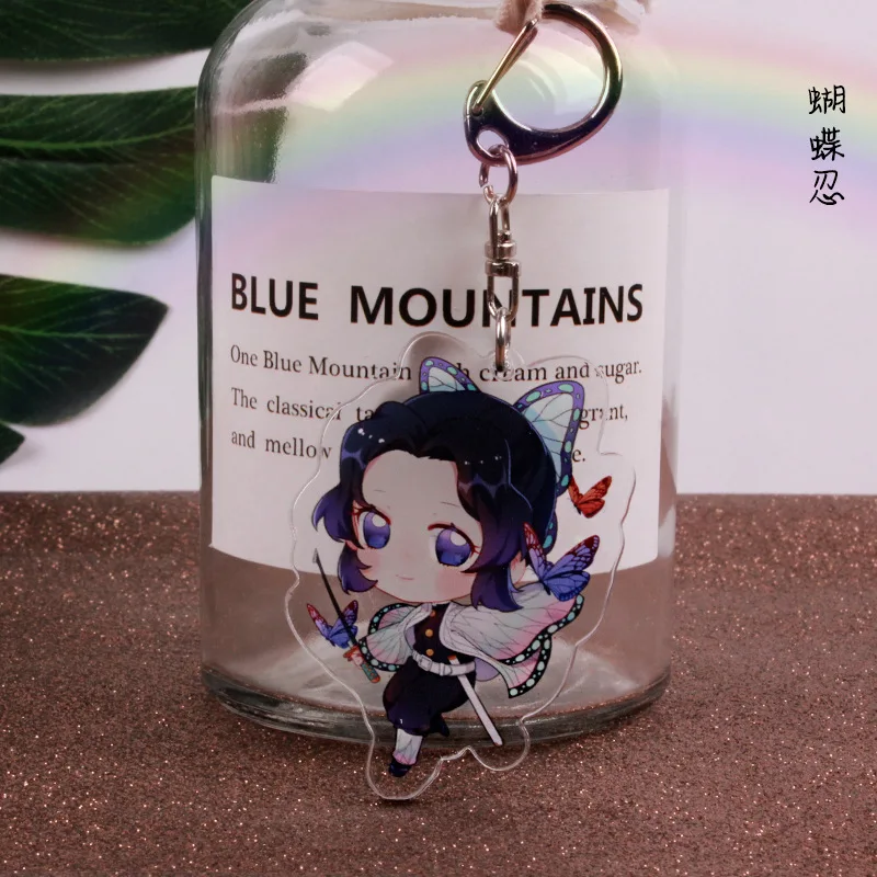 Anime Acrylic Keychains Kamado Tanjiro Nezuko Agatsuma Zenitsu Kochou Shinobu Hashibira Inosuke Keyrings Pendants Figure Gifts