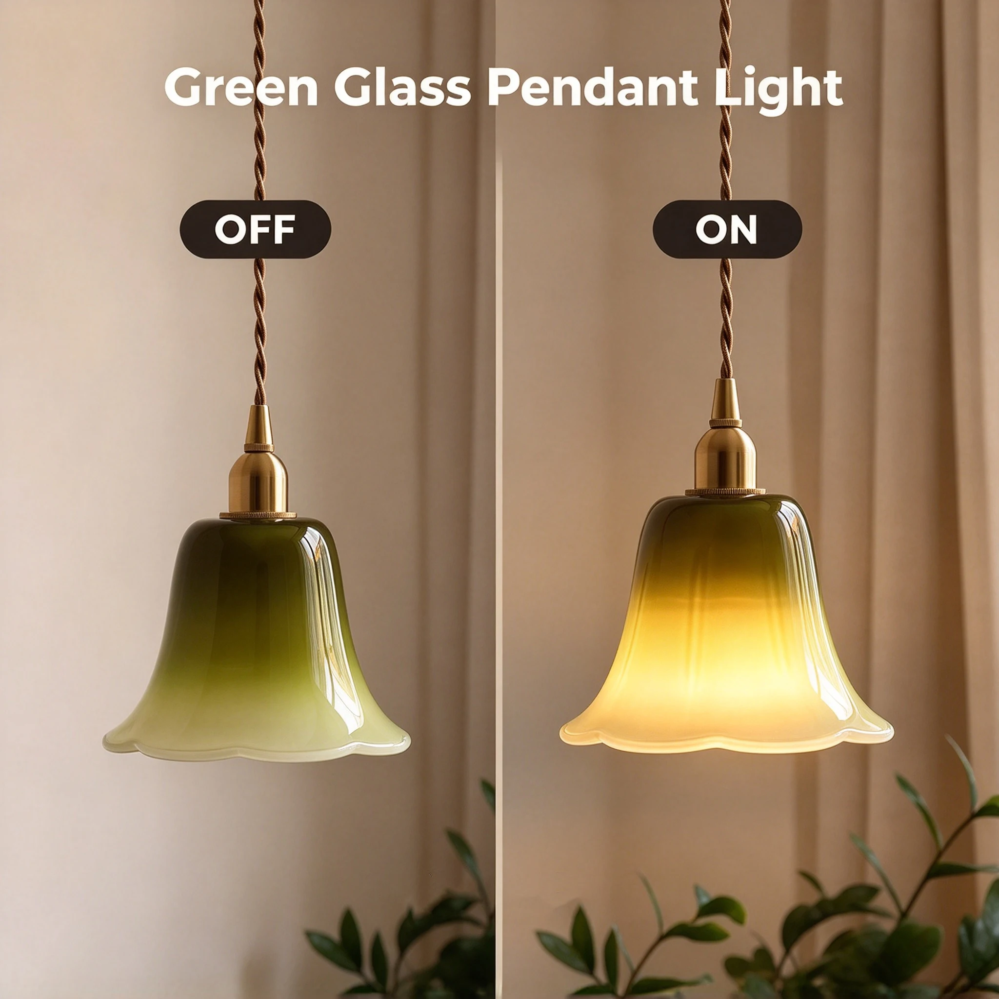 Glass Pendant Lamp Retro Simple Green Skirt Pendant Light Nordic Dining Table Coffee Shop Bedroom Bedside Chandelier Decor