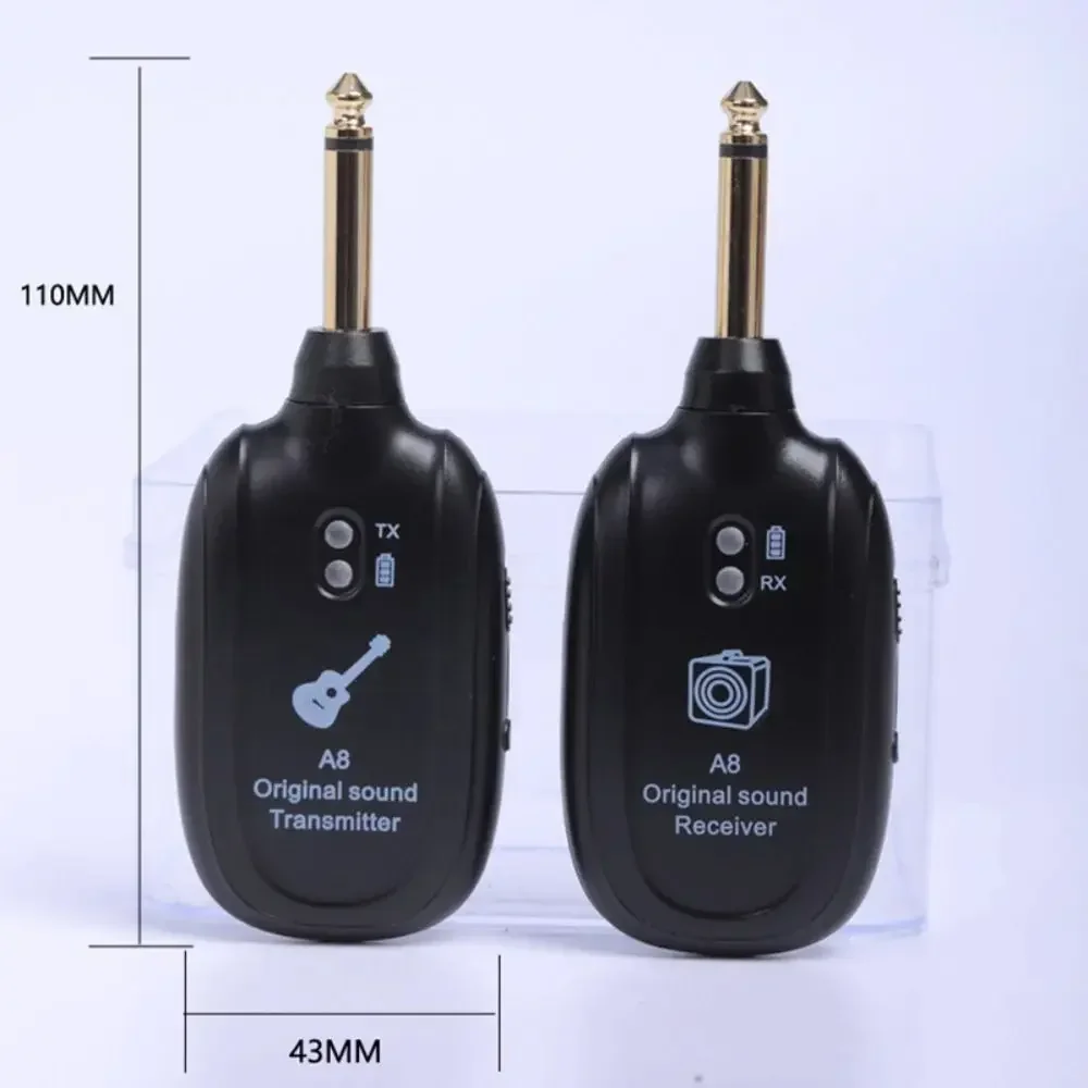 A8 Wireless Guitar System 2.4G 6.35mm Plug Guitar Transmitter Receiver Set Guitar Accessories Rechargeable