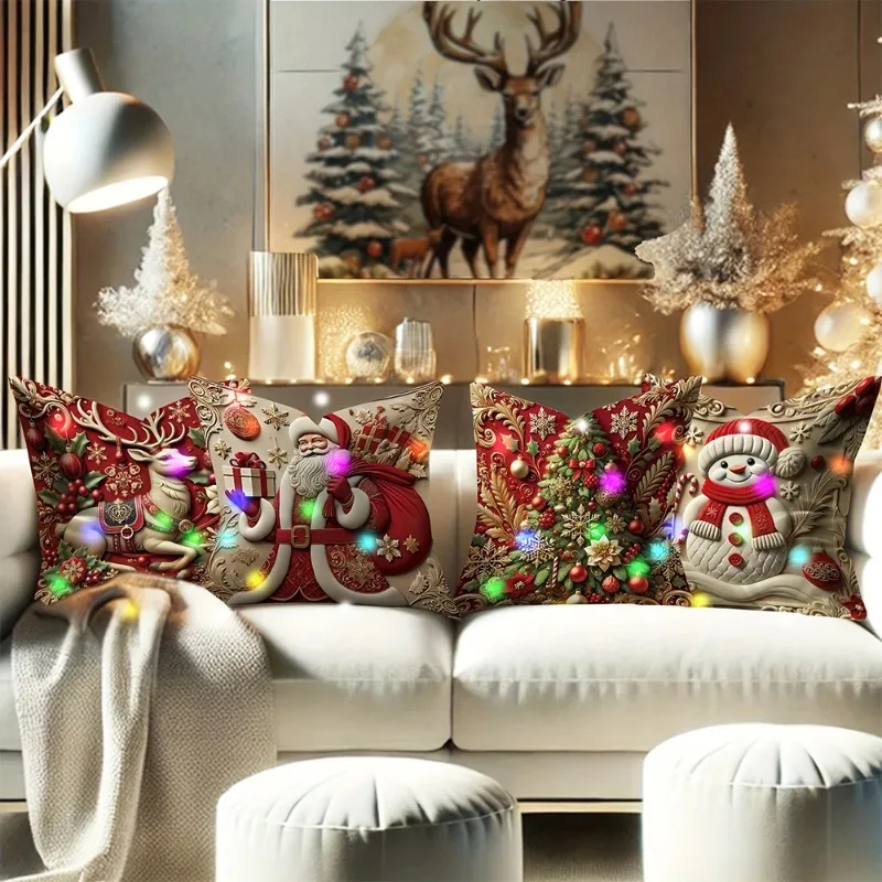 Santa Claus pattern design decorative pillowcase Christmas party decorative cushion cover home decoration gift