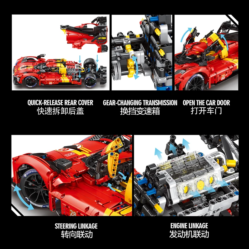 3350pcs MOC Technical RC 1:8 LE MANS 499P Sports Car Building Blocks Model Bricks Assembling Toys for Children Birthday Gift Set