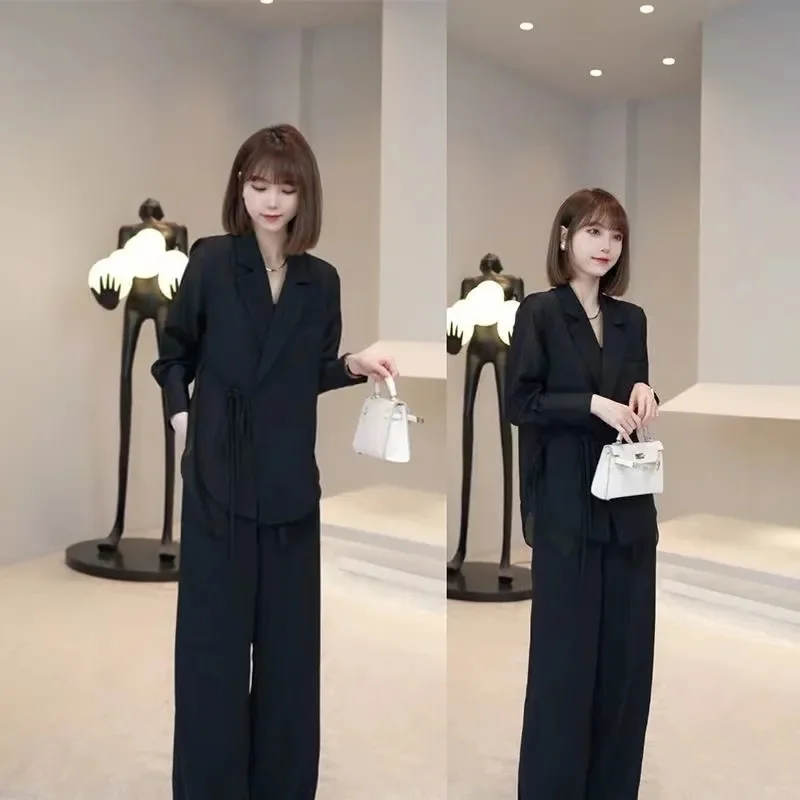 Leisure Commuter Fashion Temperament Celebrity/LadySuit Style Top and Pants Royal Sister Style Bright Silk Decoration Cover