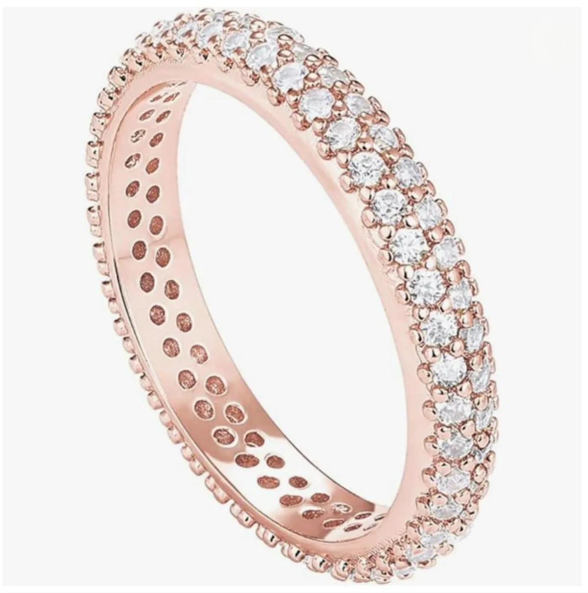 Bague de fiançailles en argent 925 plaqué or 14 carats pour femmes, ensemble de chaînes de diamant à 7 rangées de large, Moissanite, alliance complète d'éternité