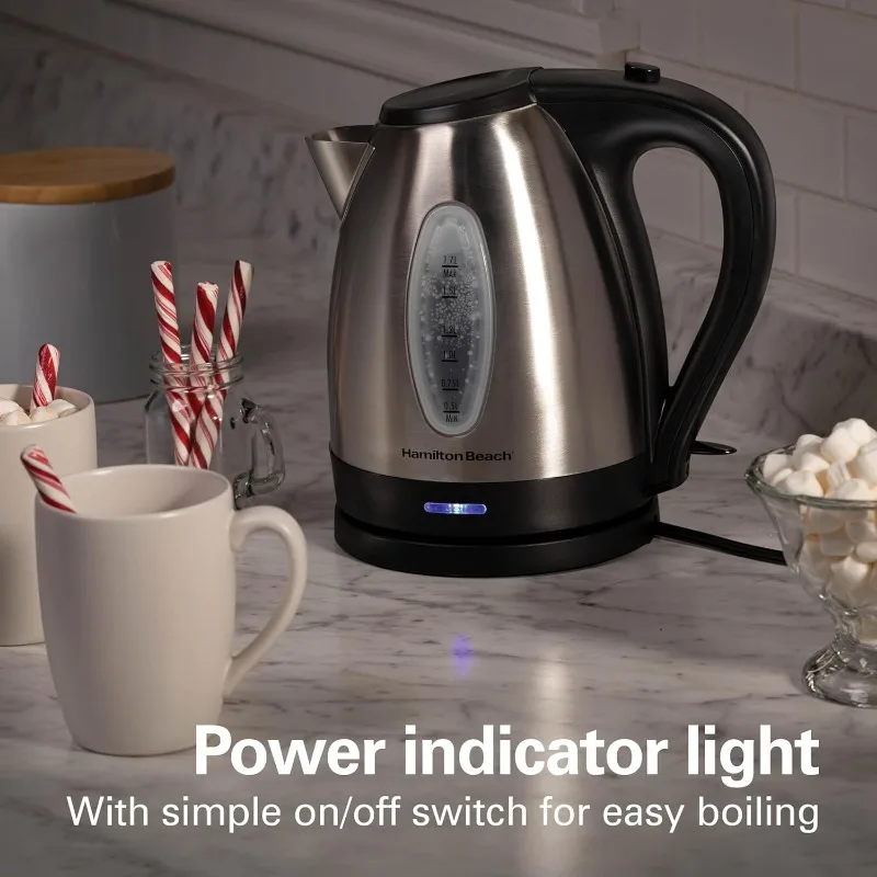 

OUIO Electric Tea Kettle, 1.7 Liter, Cordless Serving, 1500 Watts for Fast Boiling, Auto-Shutoff and Boil-Dry Protection.