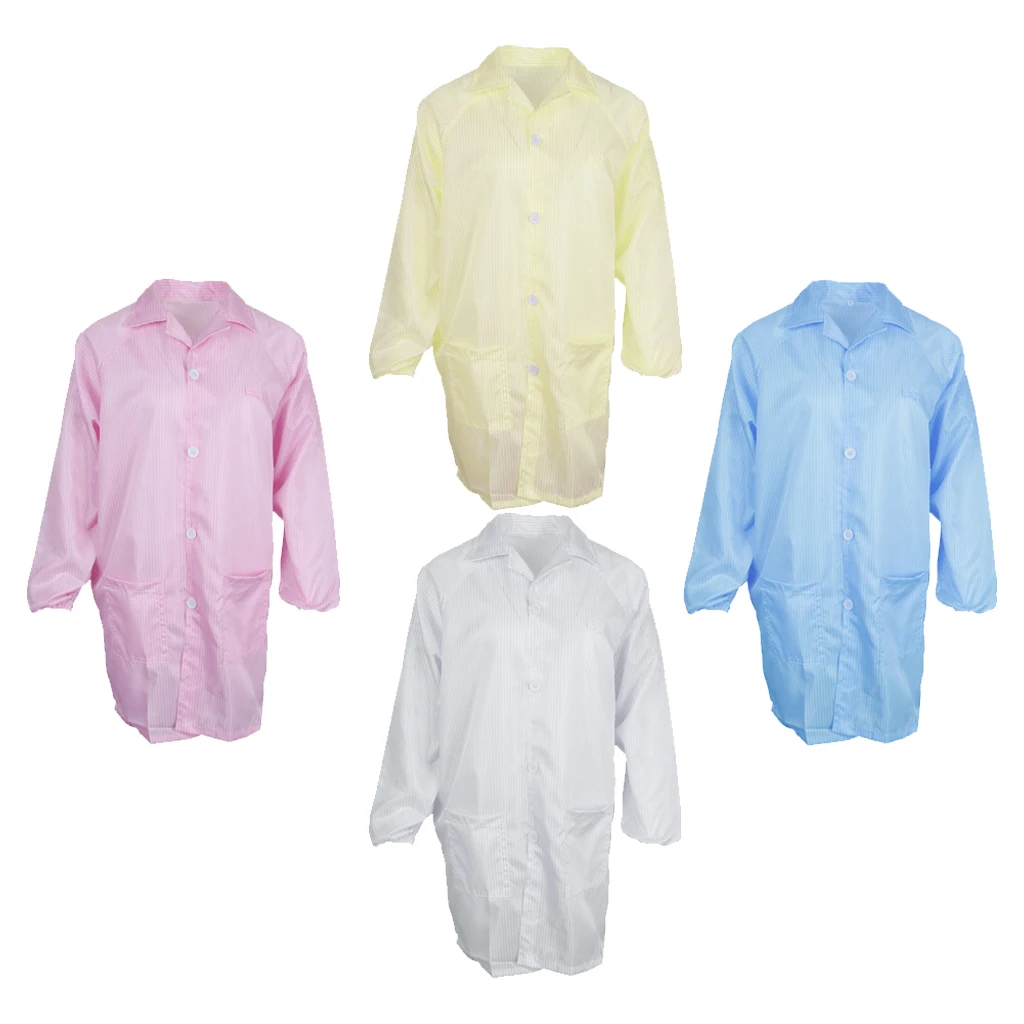 Breathable Anti Static Lab Coat Lightweight Dustproof Smock Protective Clothing in Color for Food Processing