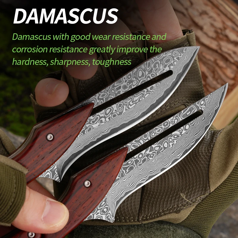 Outdoor Damascus steel magic knife, multi-purpose mechanical folding knife, camping portable folding knife, sharp fruit knife