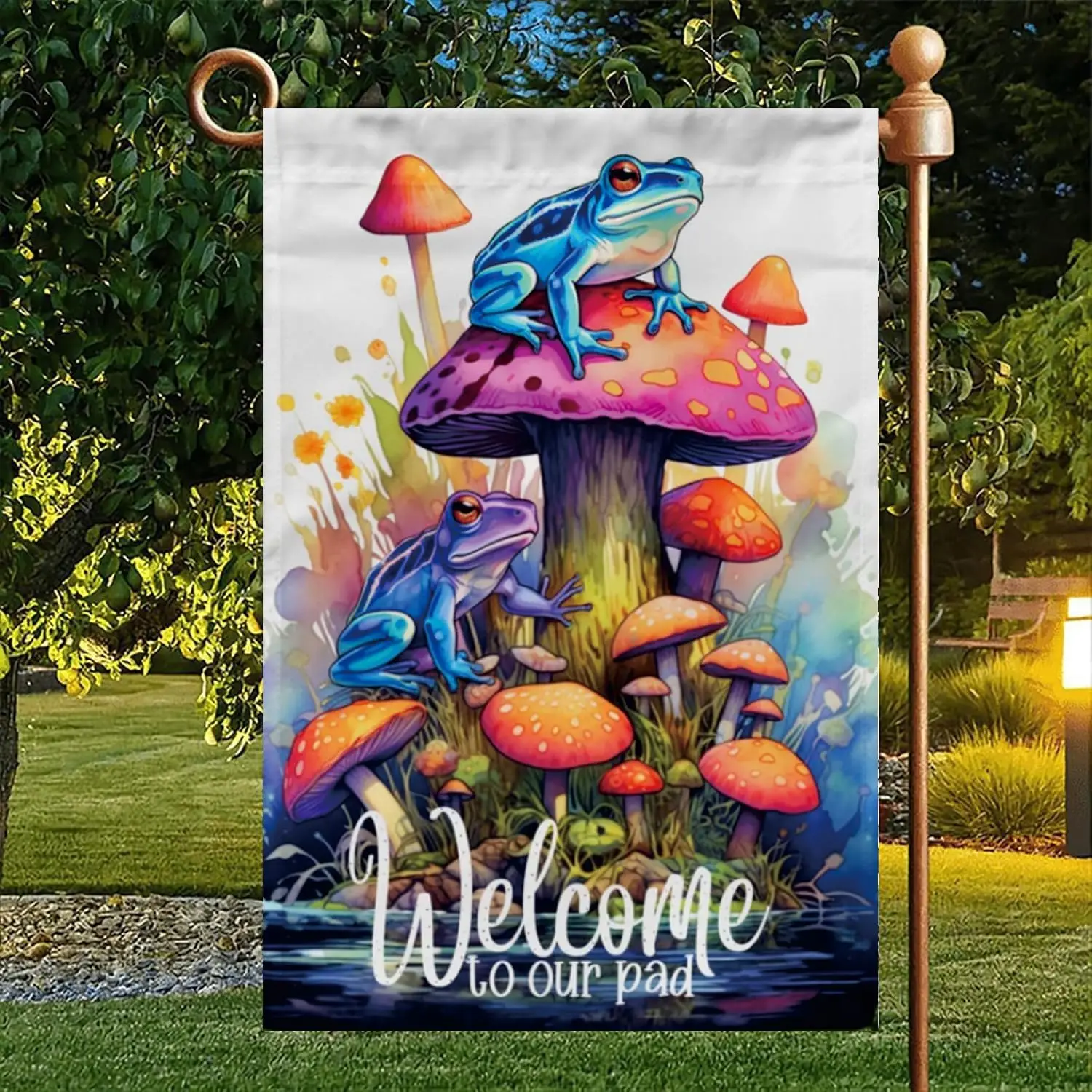 Welcome to our pad colorful Garden Flag 12 X 18 Inch Double Sided Spring Summer Yard Outdoor Farmhouse Lawn Decoration Flag  UUN