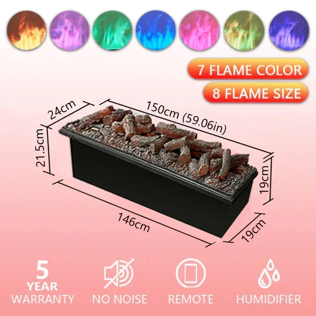 3D embedded Atomized Fireplace RGB Bar Villa Simulated Charcoal Colorful Flame Humidifier Electronic Fireplace