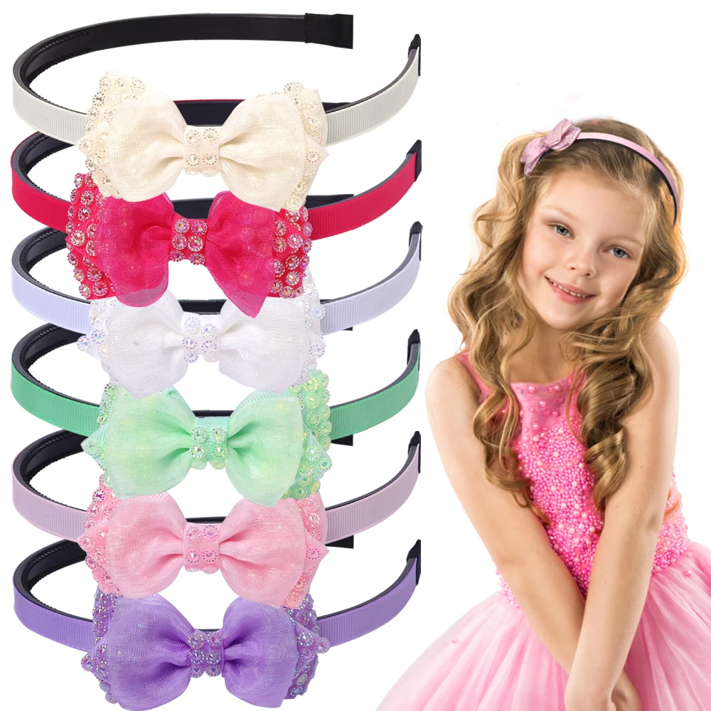 

2023 New Bow Headband For Kids Mesh Princess Hair Hoops With Diamond Cute Children's Party Hairband Non-slip Headwear With Teeth