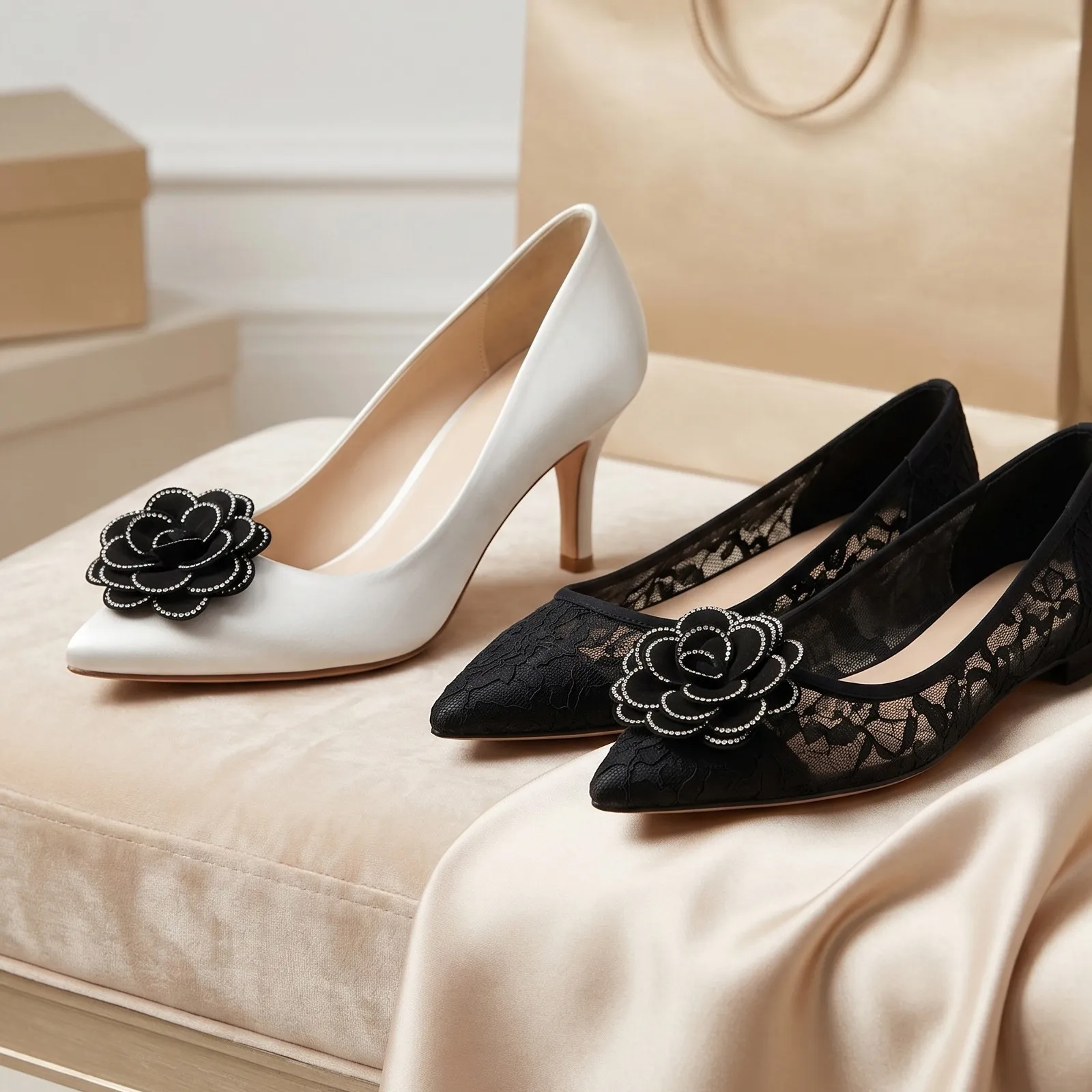 2Pcs Rhinestone Clip on Shoe Embellishments Detachable Floral Rose Charms Bridal Wedding High Heels Shoe Jewelry