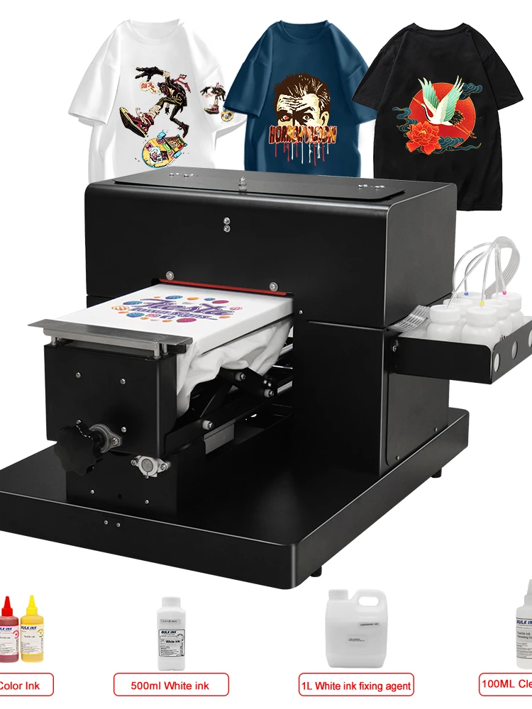 A4 DTG Printer t shirt machine bundle ink textile ink impresora dtg for dark light clothes print  A4 t shirt printing machine