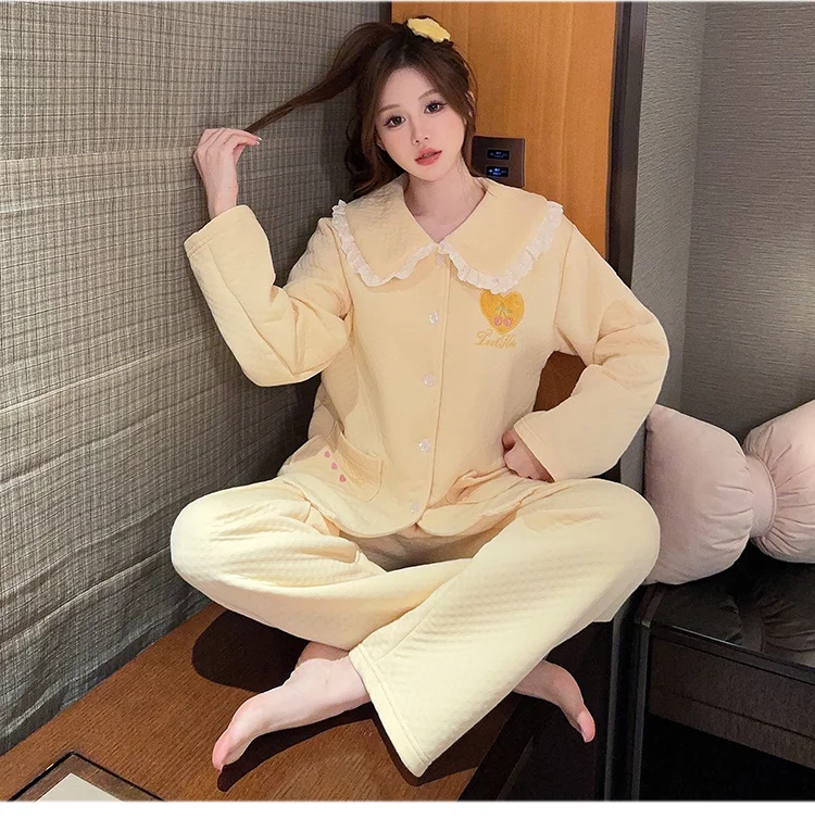 

Pajama Sets Big Size Women Natural Bamboo Loungewear Long Sleeve Round Neck Ankle Length All Season Cool Skin-Friendly All-Match