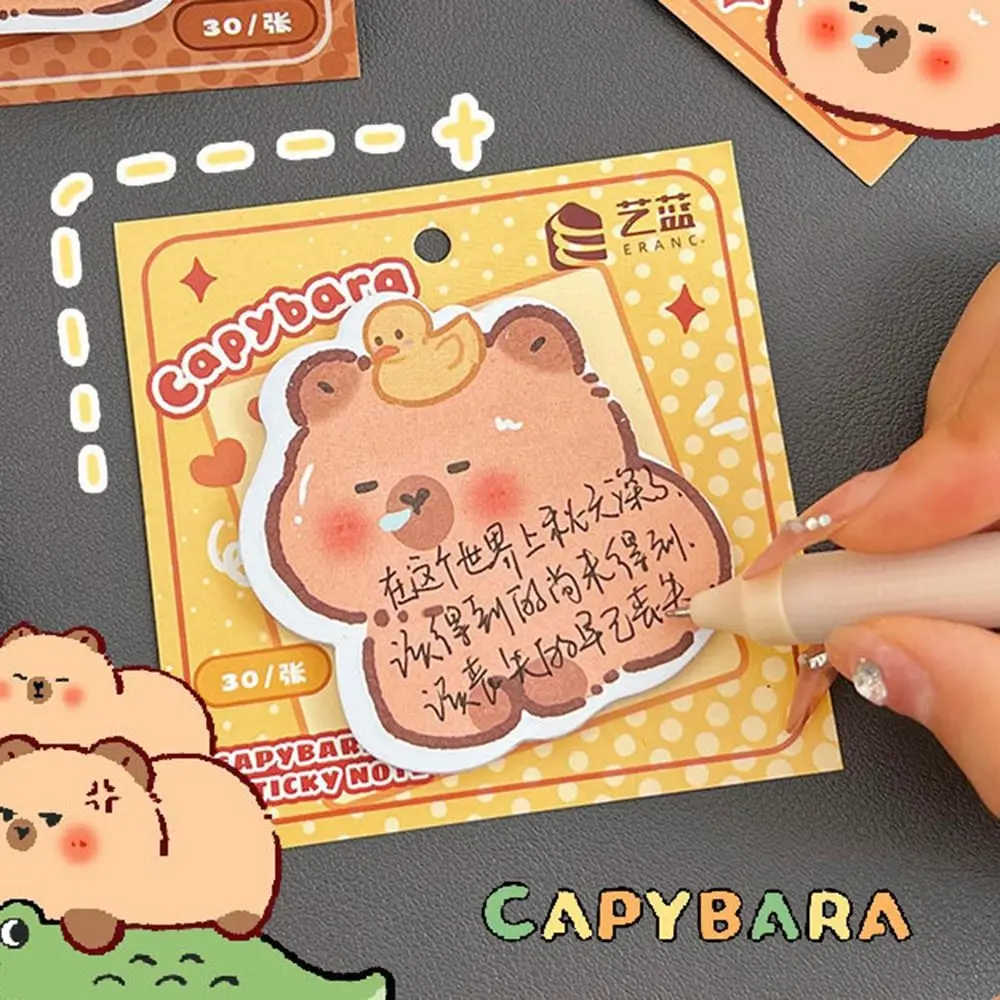 30 แผ่น/แพ็คแบบพกพา Ins Capybara รูปพิเศษ Sticky Note Sticky การ์ตูน N ครั้งโพสต์ To Do List น่ารัก MeMO Pad ข้อความ