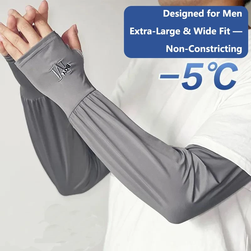 1 Pair Mens Ice Arm Sleeves Sunscreen Elastic Driving Gloves Outdoor UV Protection Arm Cover Sleeves Lightweight Cool Muff New
