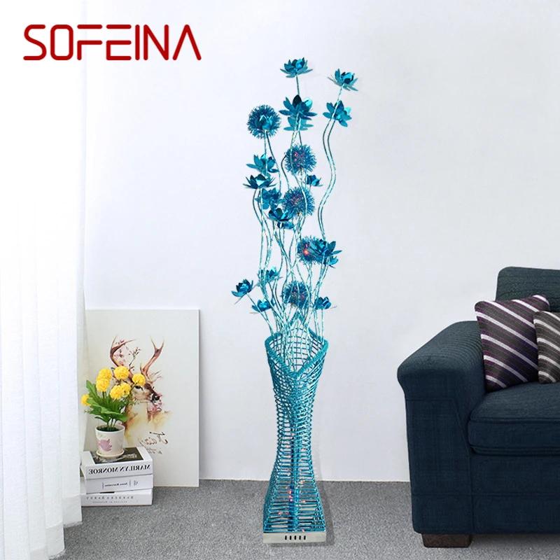 SOFEINA Nordic Blue Floor Lamp Fashionable Modern Iiving Room Bedroom Hotel  Aluminum Wire LED Sofa Originality Decorative Light