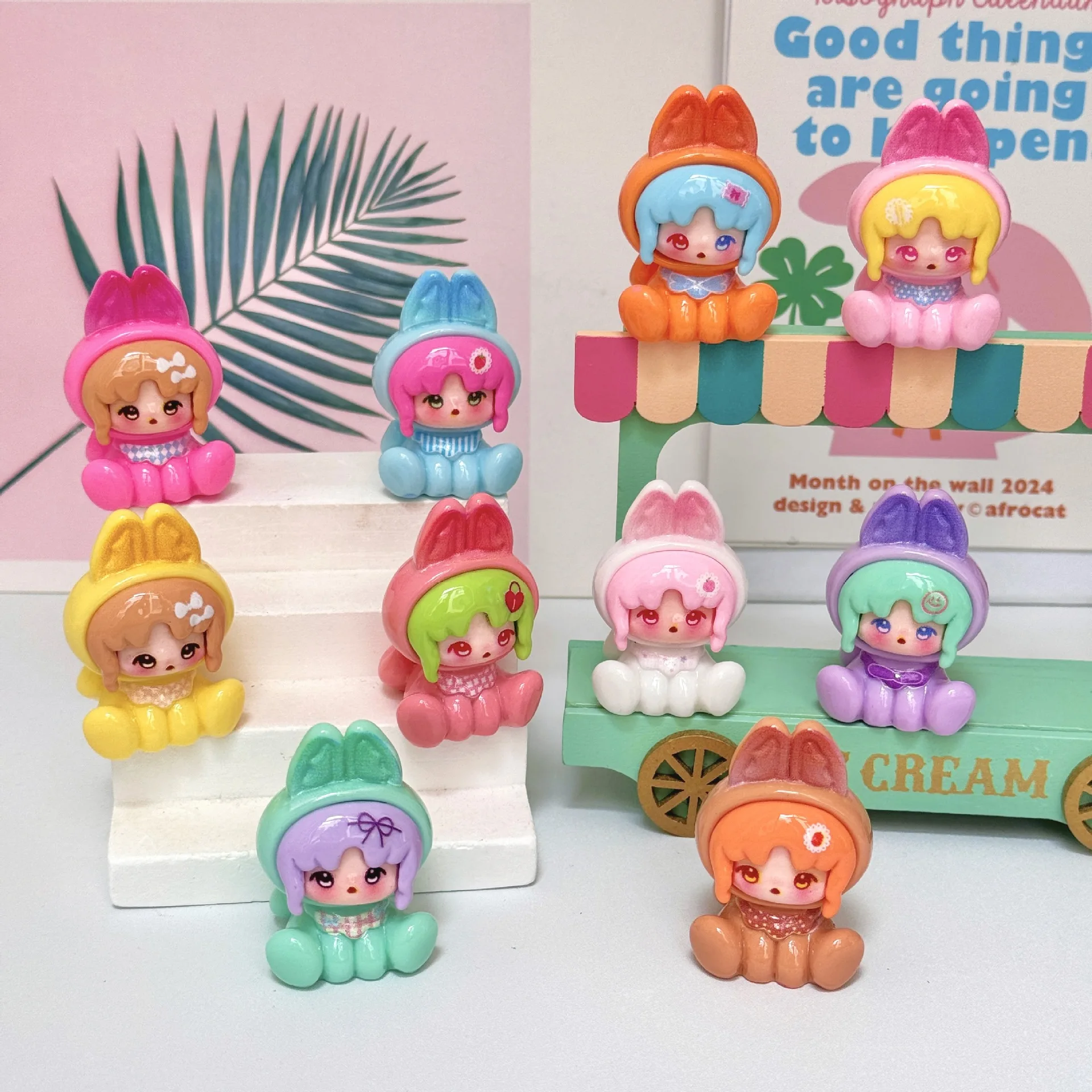 

10Pcs/Set New Sweet Rabbit Cartoon Cute DIY Ornament Doll Handicraft Micro Landscape Desktop Resin Small Ornament Toy Gift