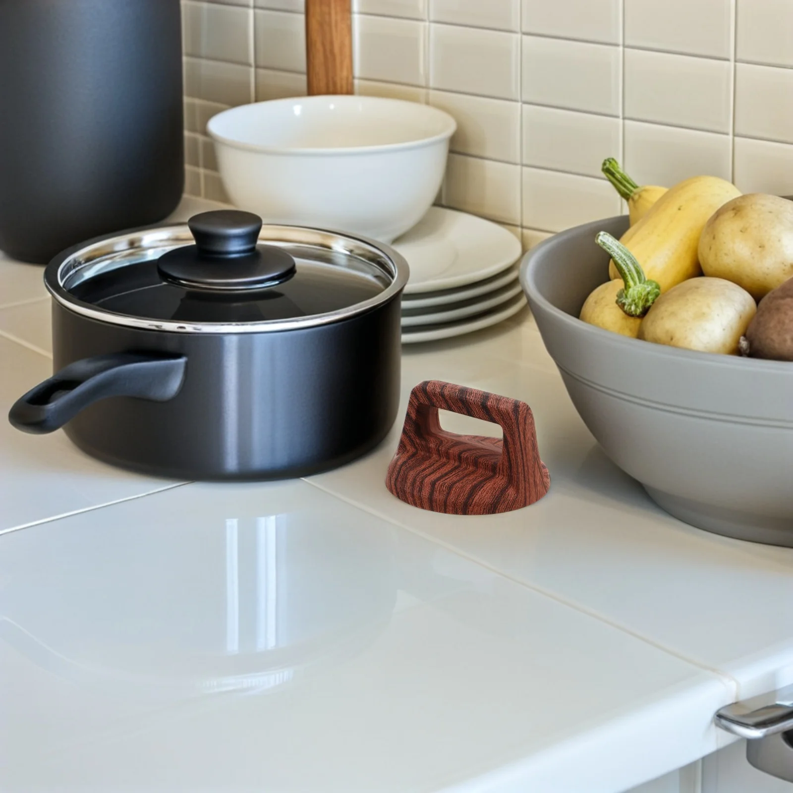 

2pcs Wood Grain Pot Lid Handle Replacement Universal Heat-Resistant Knob For Kitchen Cookware Saucepan Glass Lid Grip Cooking