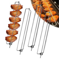 2/4Pcs Clamping Wing Rails for Grilling Chicken Wings, Flat Chicken Wing Fork, BBQ Grilling Tools Set