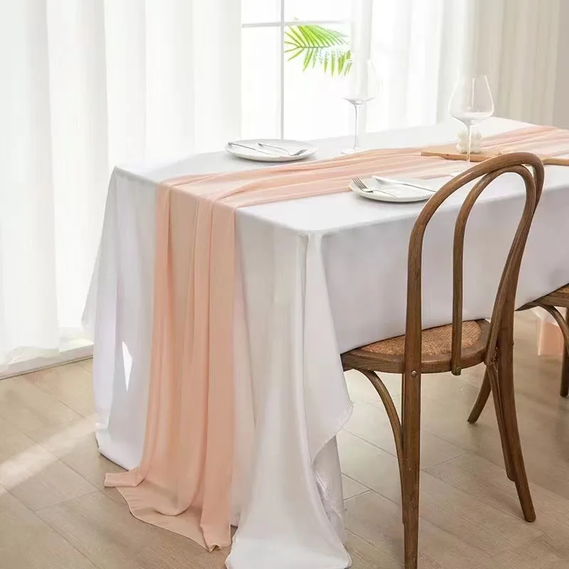 Chiffon Table Runner 72*300cm Romantic Boho Table Runner For Wedding Birthday Party Bridal Valentine'S Day Table Decoration