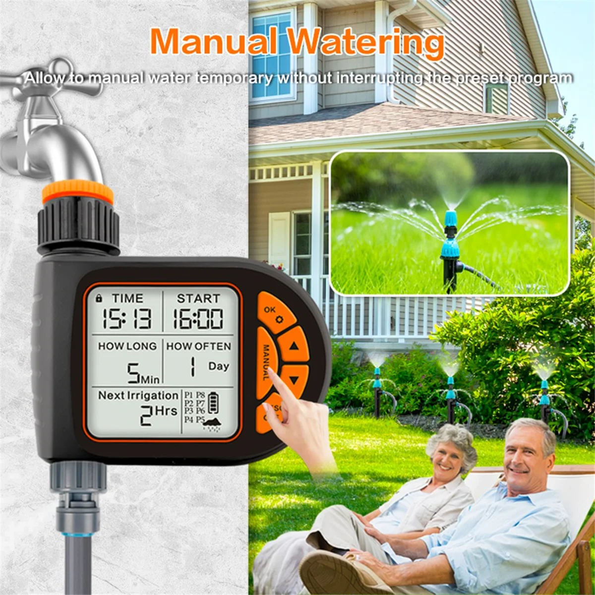 

New LCD Display Water Timer Waterproof IP65 Home Garden Irrigation Rainfall Timer Automatic Controller System