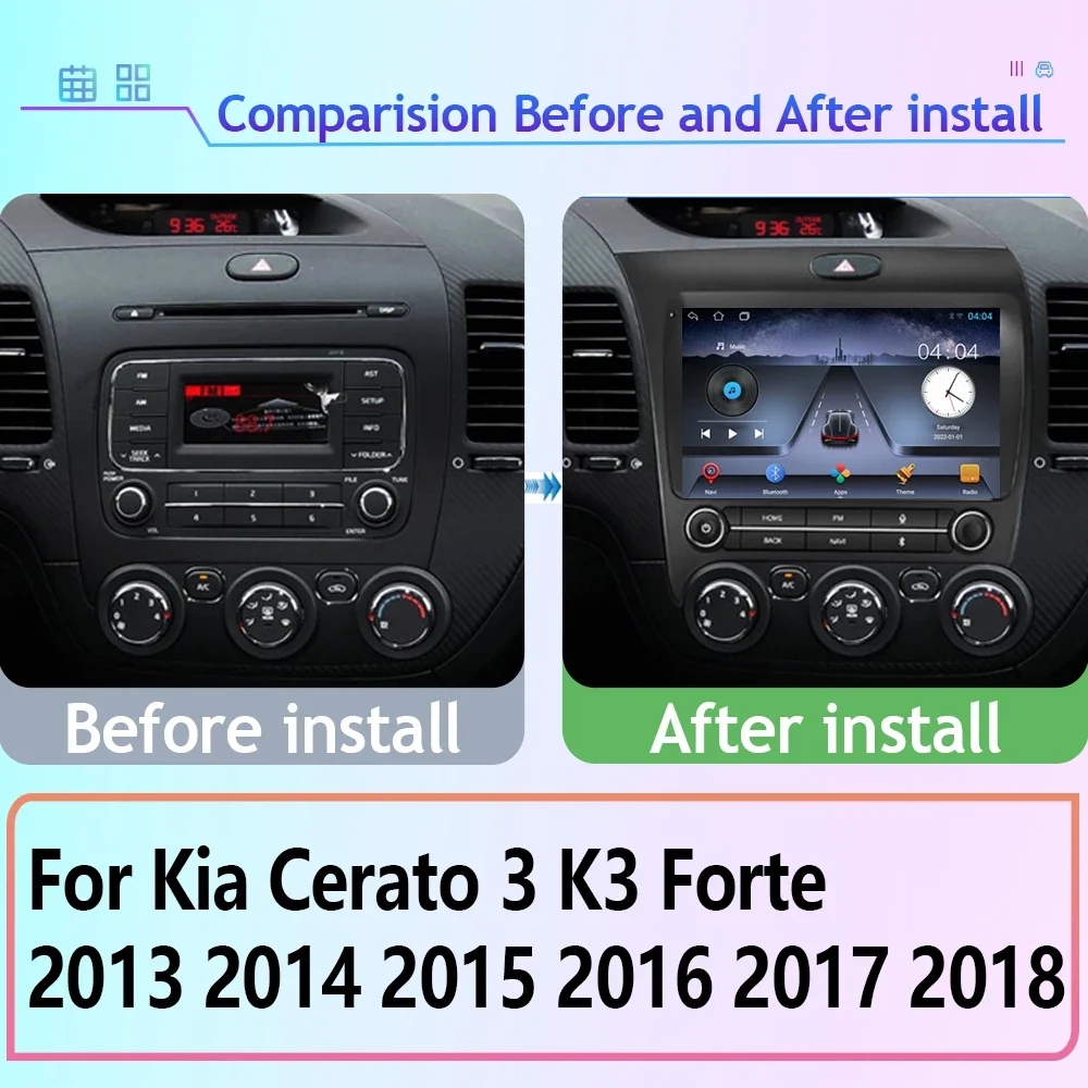 Car Radio Carplay For Kia Cerato 3 K3 Forte 2013 - 2018 GPS Navigation Multimedia Player Android Auto Stereo 5G Wifi No 2din DVD