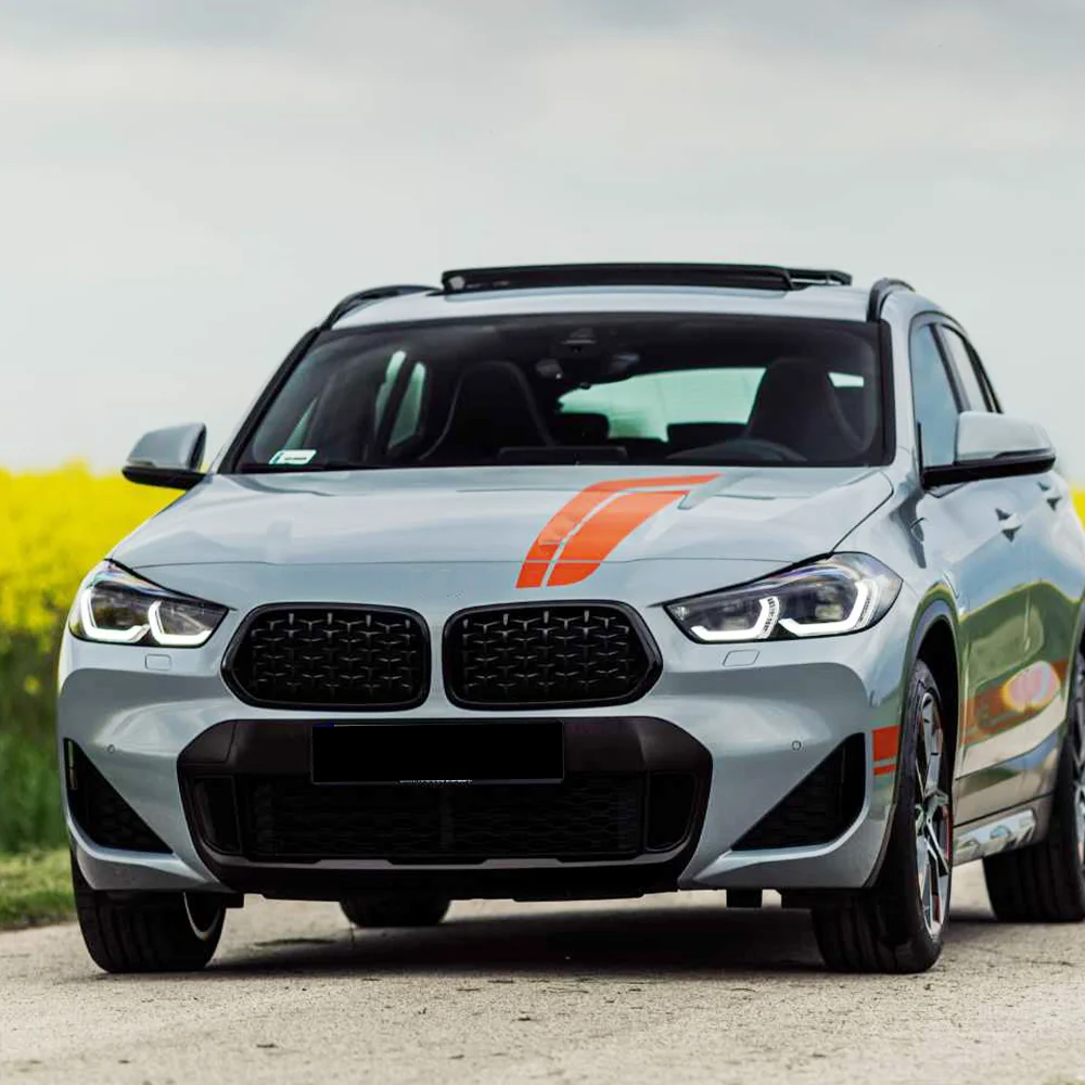 Glossy Black Front Grille For BMW X2 F39 2019-2024 18i 18d 20i 20d 25d 25e M35i Diamond Style Car Front Kidney Grill