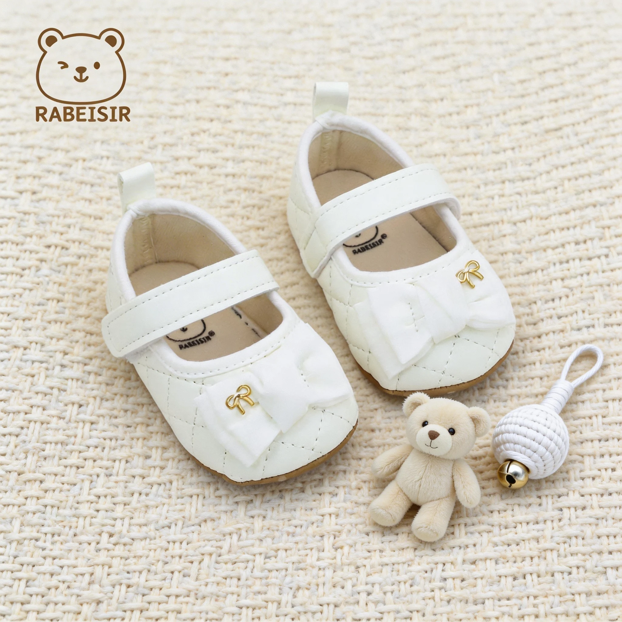 British Style Baby Girl Princess Shoes, Bow-Knot Mary Jane Flats, Quilted Pu Leather Toddler Shoes, 0-18 Months