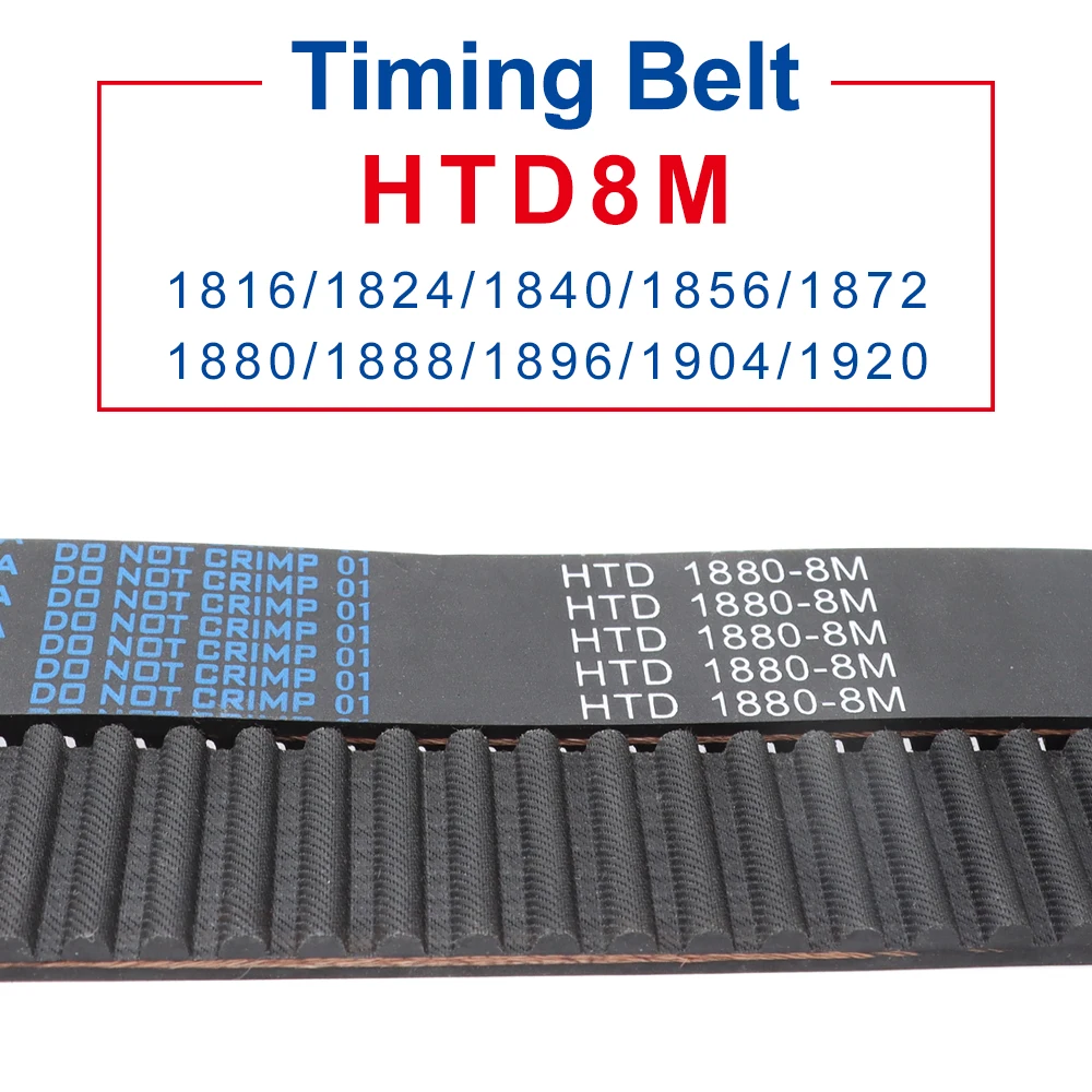 Timing Belt HTD8M-1816/1824/1840/1856/1872/1880/1888/1896/1904/1920 Circular Teeth Belt Width 20/25/30/40mm For 8M Alloy Pulley