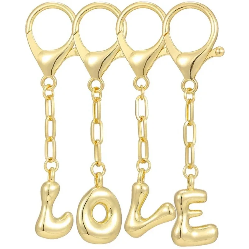 Initial Letter Pendant Keychain A B C Charm Gold Color Capital Letter Keyring for Women Men Alphabet Bags Jewelry