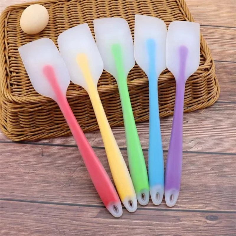 28cm Kitchen Silicone Spatula, Semi Transparent Cooking Dough Scraper, Heat-Resistant baking Tool, Cake Brush and Scraper